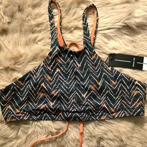 Dolce Vita  High Neck Swim Top Lace Up Back Size M New